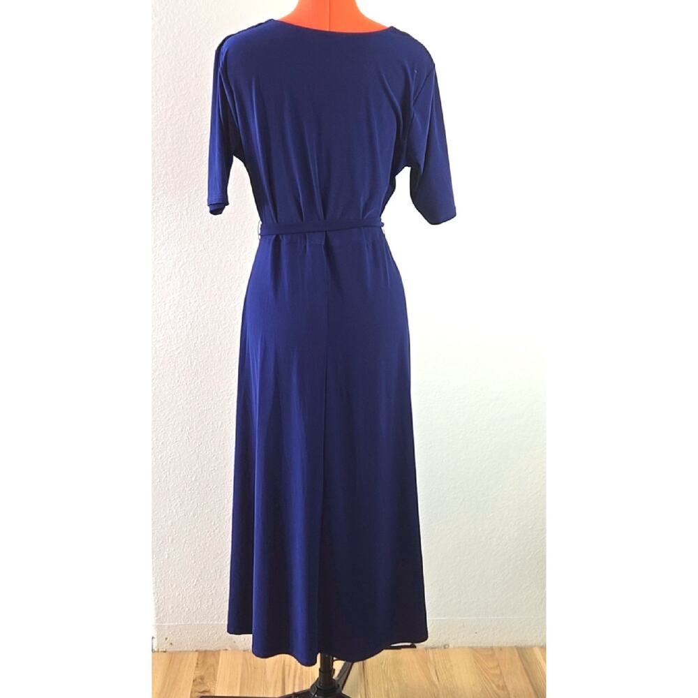 MSK V-Neck Midi Dress Navy Blue size Large - Picture 8 of 8
